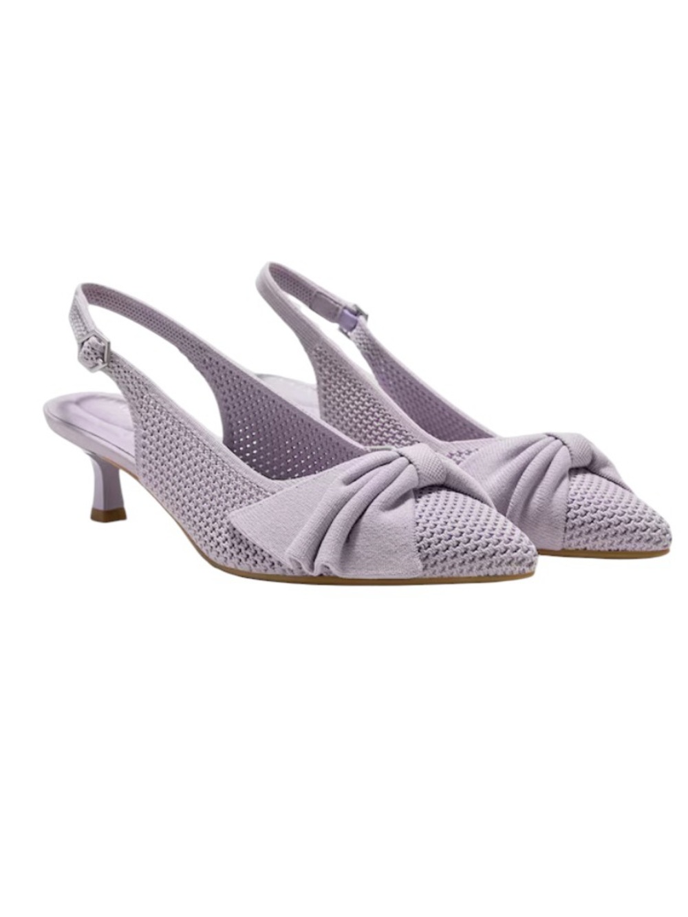 Vivaia Bow Slingback Kitten Heels Lavender Pumps Violet Shoes 39.5 8.5 EUC